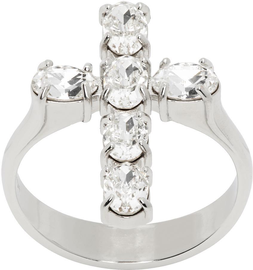 Silver Cross Ring In Crystal Product Image