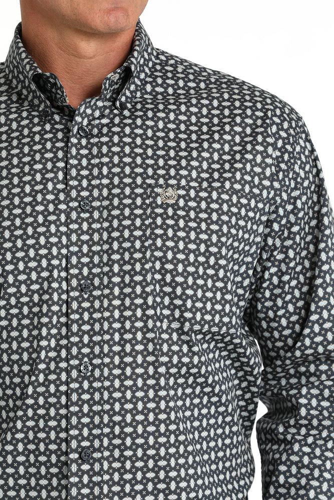 Cinch® Men's L/S Blue/White Geo Print Button Shirt Product Image