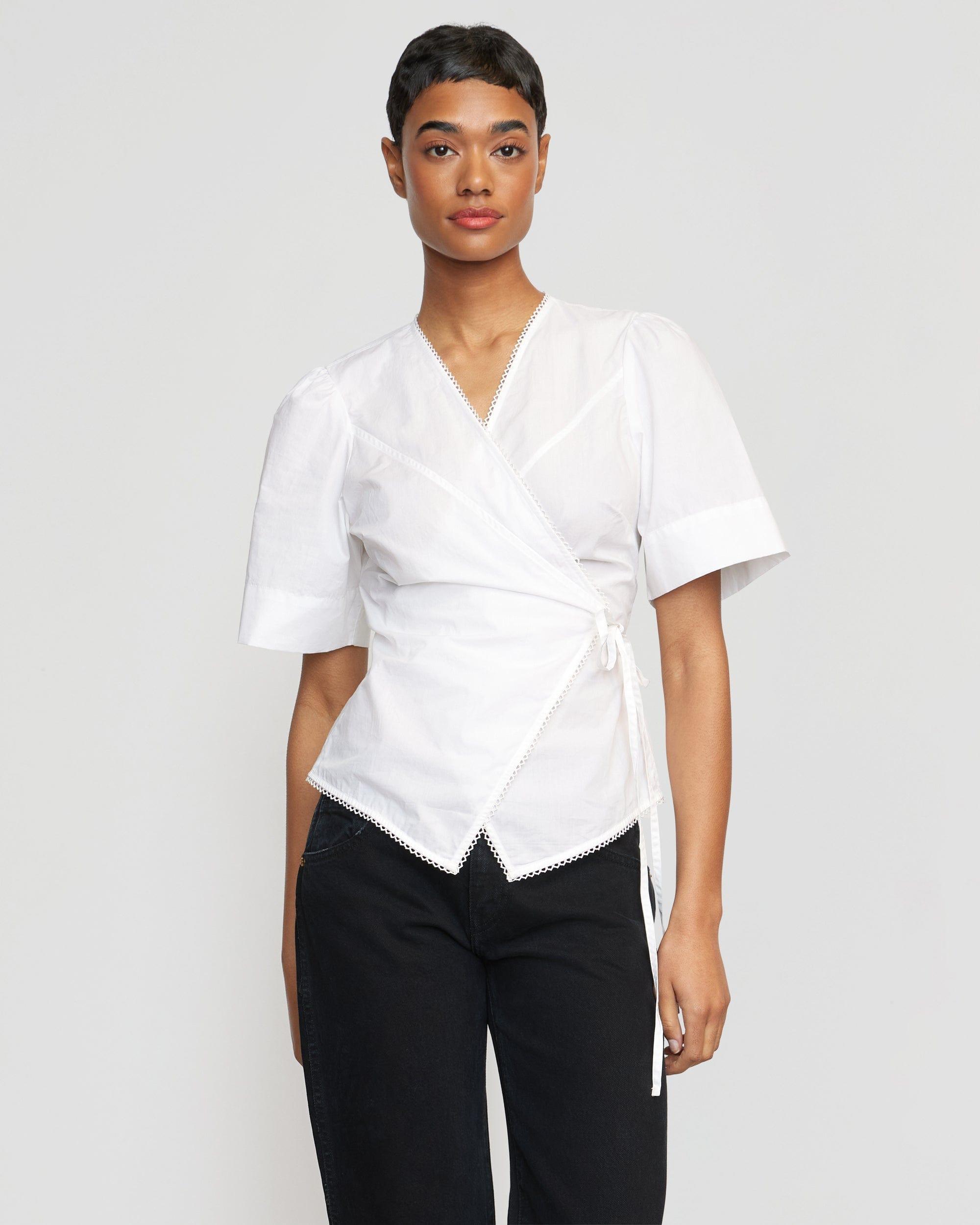 Chidi Structured Short-Sleeve Wrap Blouse Product Image