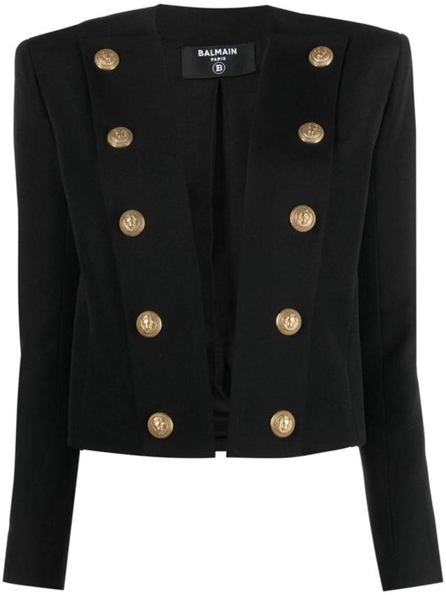 BALMAIN Cotton-blend Fitted Jacket In Black Product Image