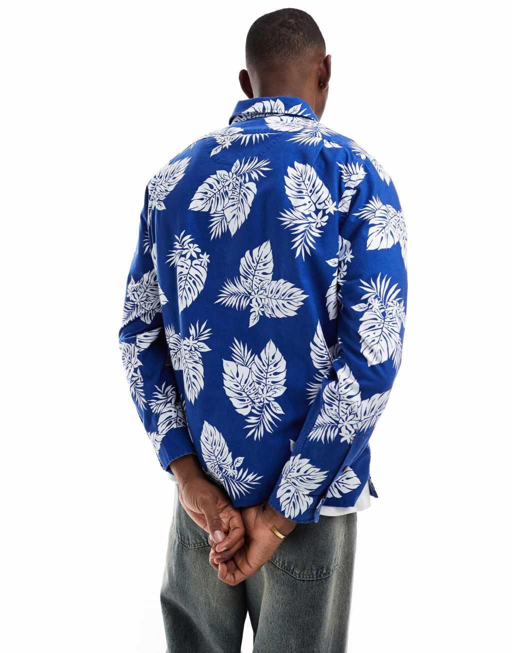 Polo Ralph Lauren tropical monstera print oxford shirt classic oversized fit in multi Product Image