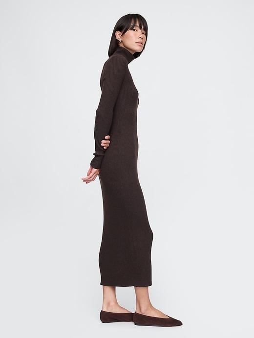 Turtleneck Rib Midi Sweater Dress Product Image