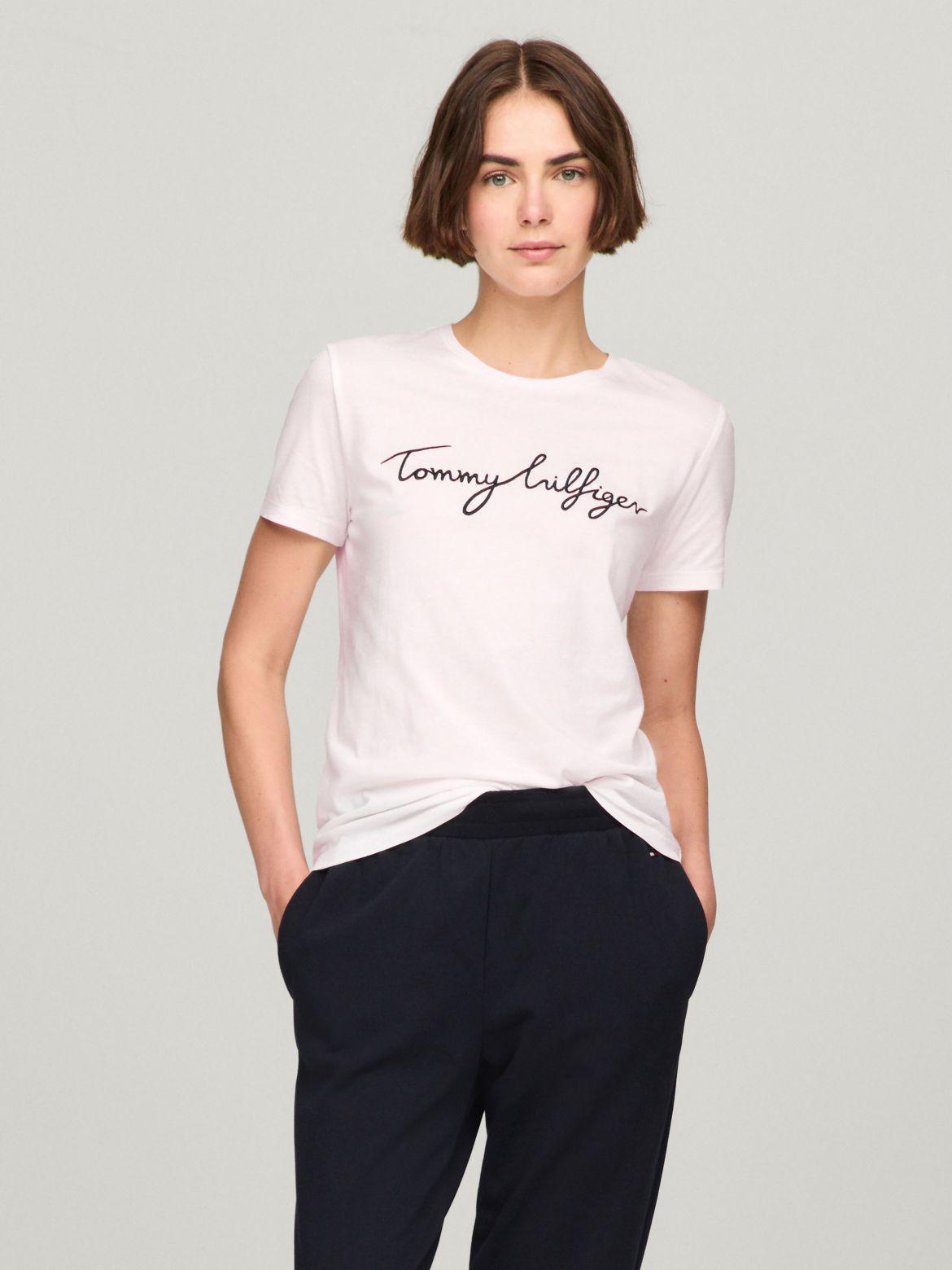 Tommy Hilfiger Women's Embroidered Signature Crewneck T-Shirt Product Image