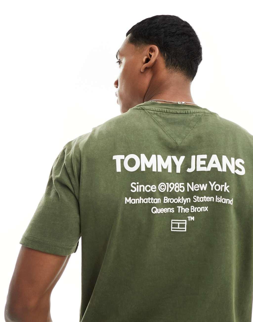 Tommy Jeans regular washed essential t-shirt in olive green Product Image