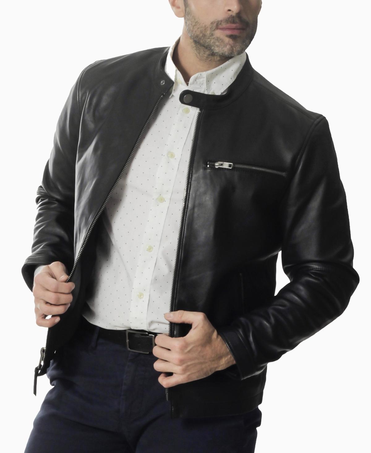 Frye Mens Classic Leather Cafe Racer Jacket Product Image