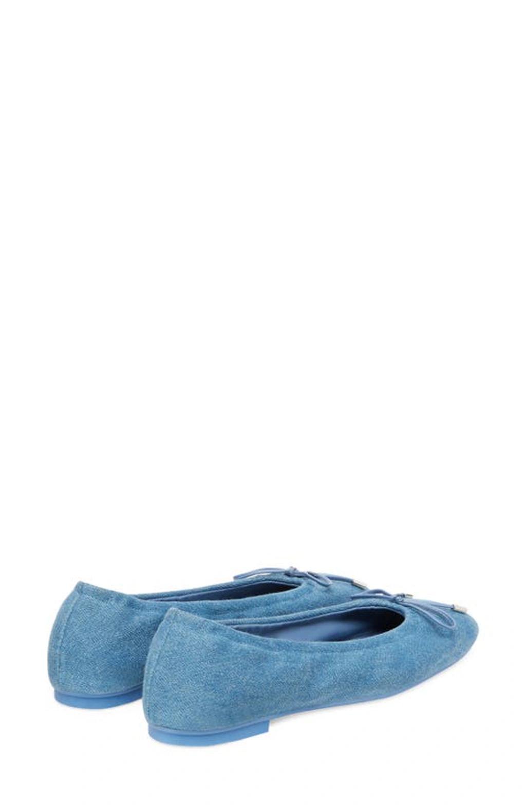 STUART WEITZMAN Bardot Denim Bow Ballerina Flats In Blue Steel Product Image