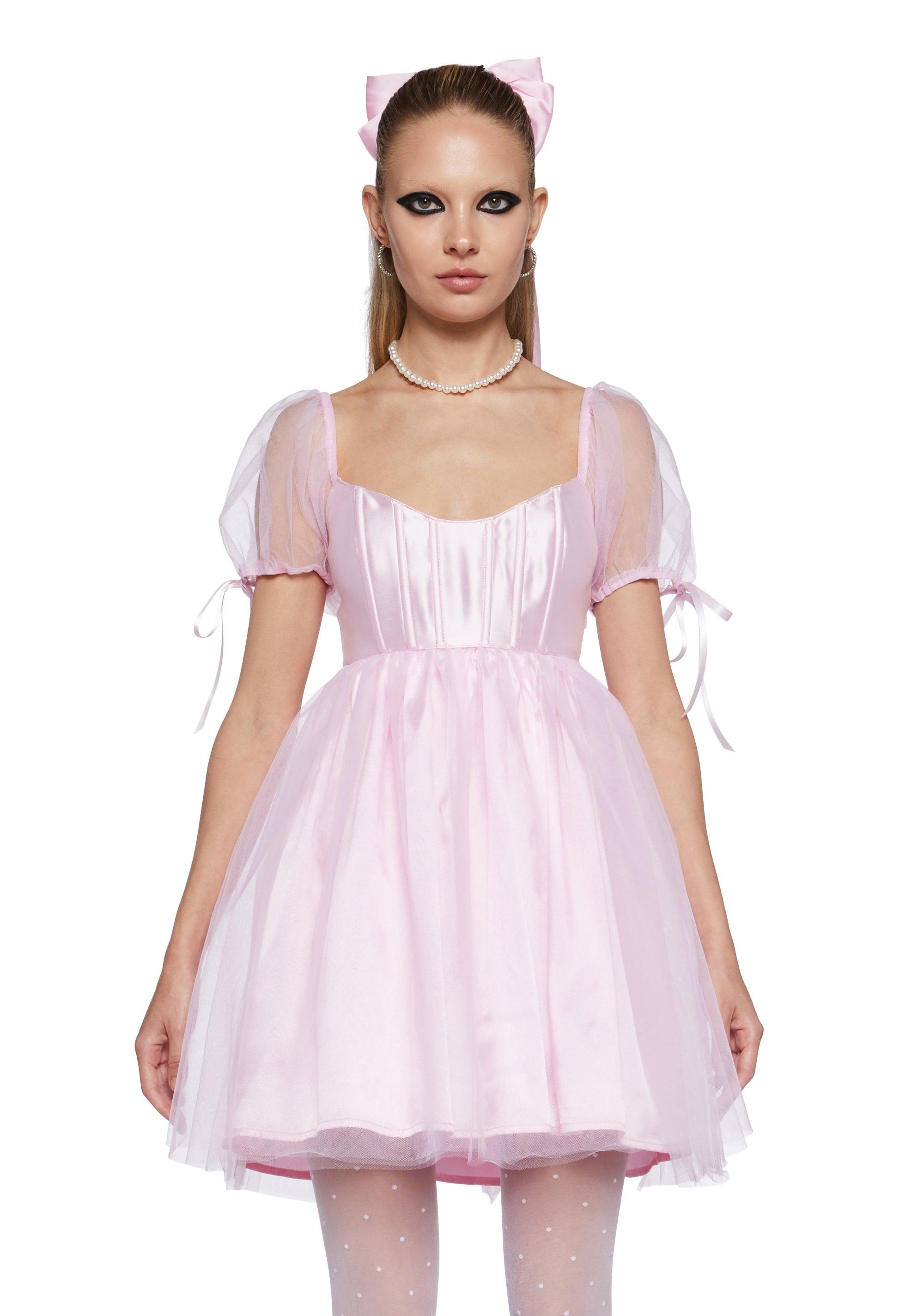 Sugar Thrillz Babydoll Corset Dress With Tulle Skirt - Light Pink product image