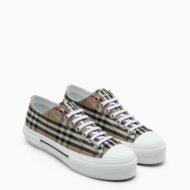 Beige Sneakers With Vintage Check Motif Product Image