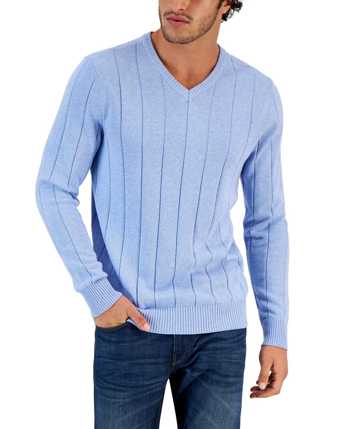 Club Room Mens Drop-Needle V-Neck Cotton Sweater, Created for Macys Product Image