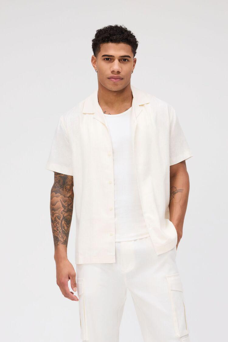 Linen-Blend Cuban Collar Shirt | Forever 21 Product Image