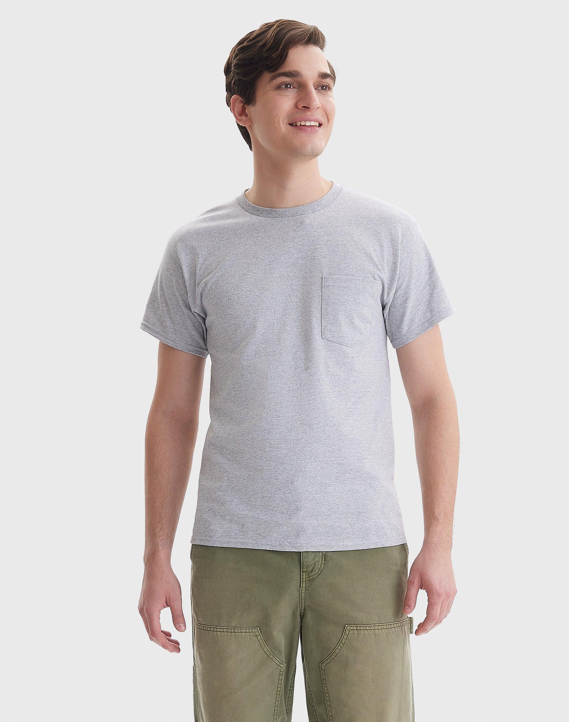 Hanes Mens Short Sleeve Pocket T-Shirt, 2-Pack Smoke Gray S Product Image