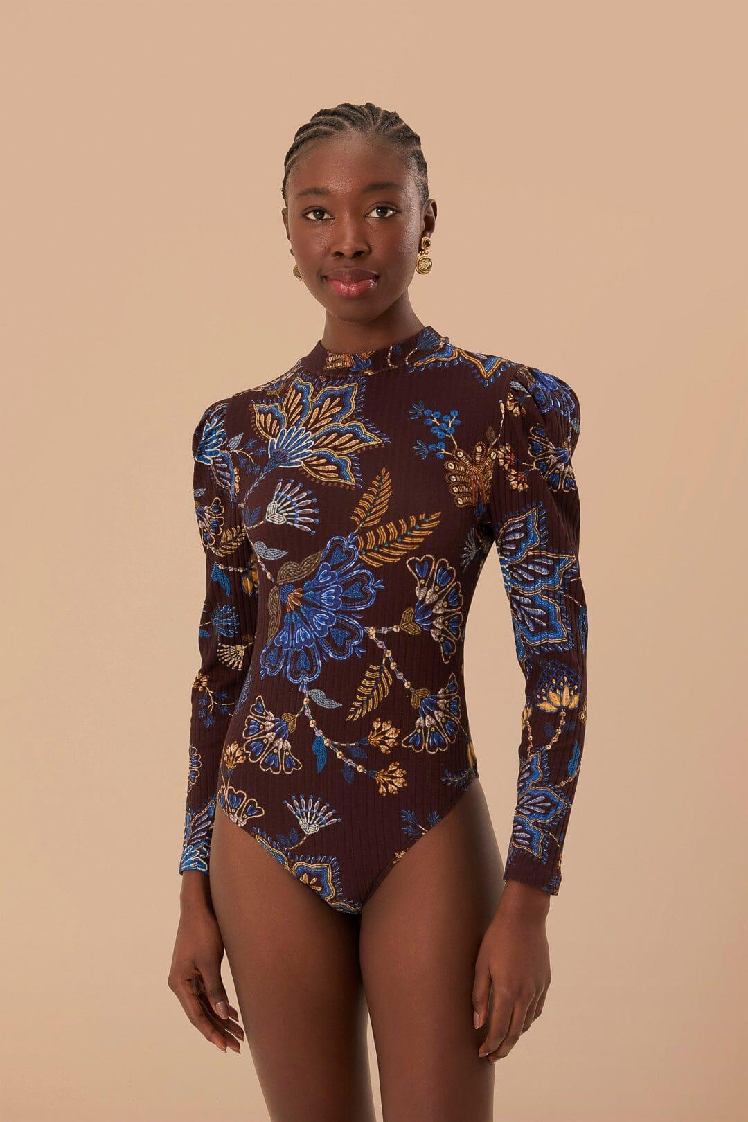 Brown Embroidered Garden Bodysuit Product Image