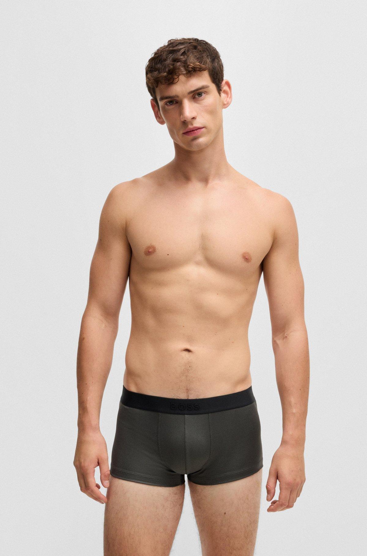 Shiny-piqué regular-rise trunks with logo waistband Product Image