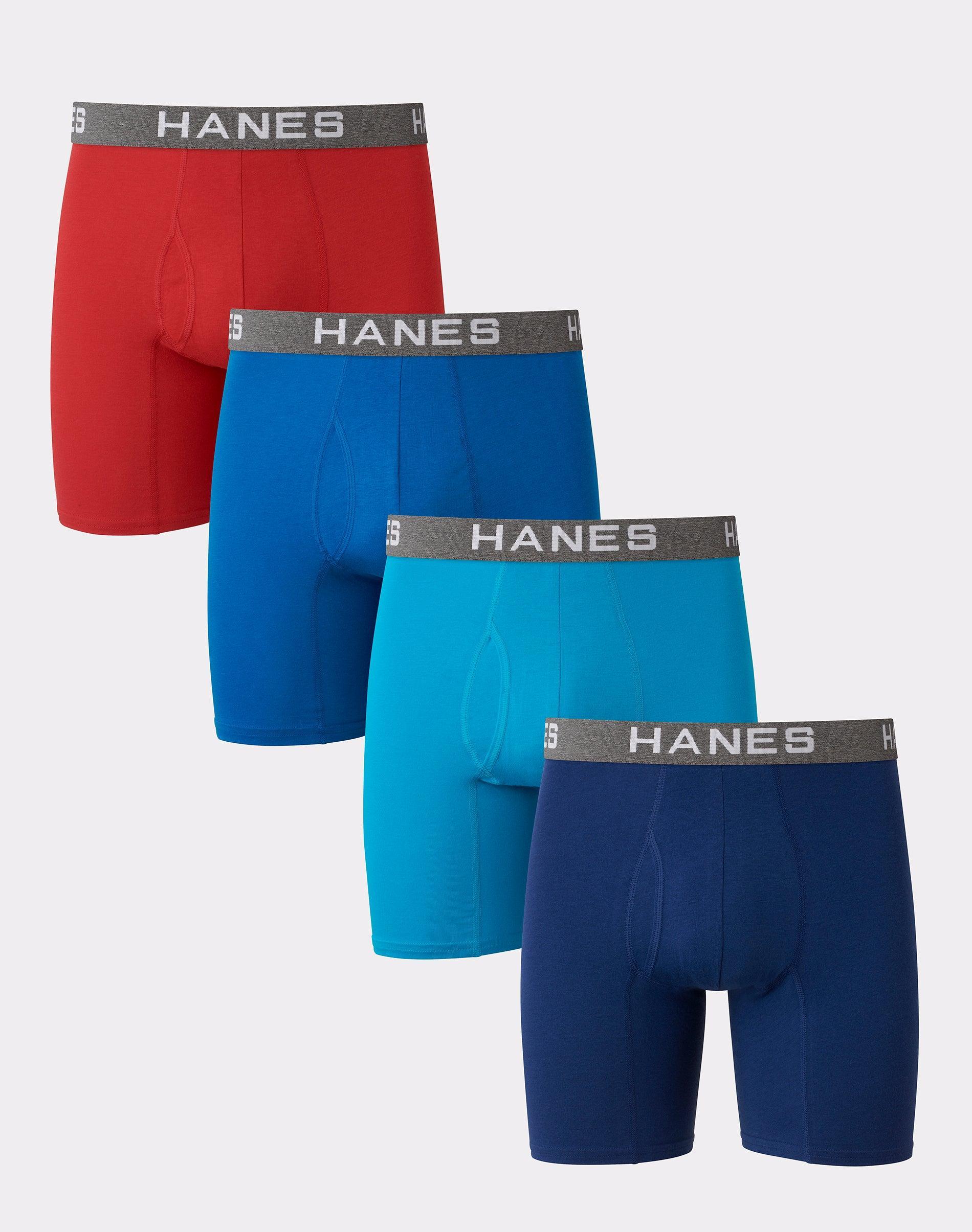 Hanes Ultimate Comfort Flex Fit Mens Boxer Brief Underwear, Red/Blue, 4-Pack Assorted L Product Image