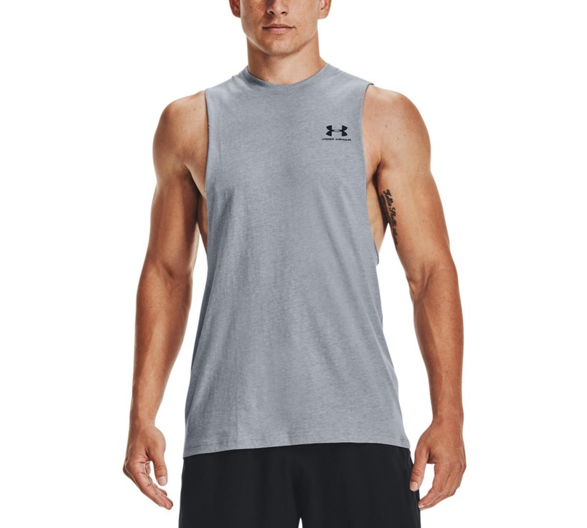 Under Armour Mens Sportstyle Left Chest Cut-Off T-Shirt - Timberwolf Taupe Product Image