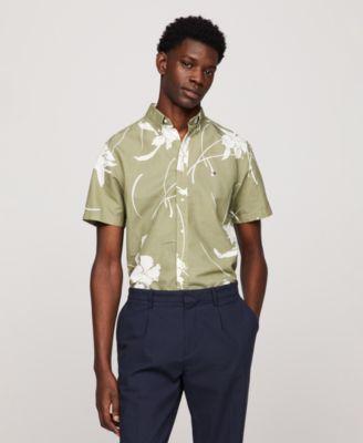 Tommy Hilfiger Mens Short Sleeve Tropical Print Button-Down Shirt Product Image