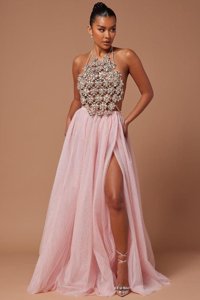 Inez Glitter Maxi Skirt - Pink Product Image