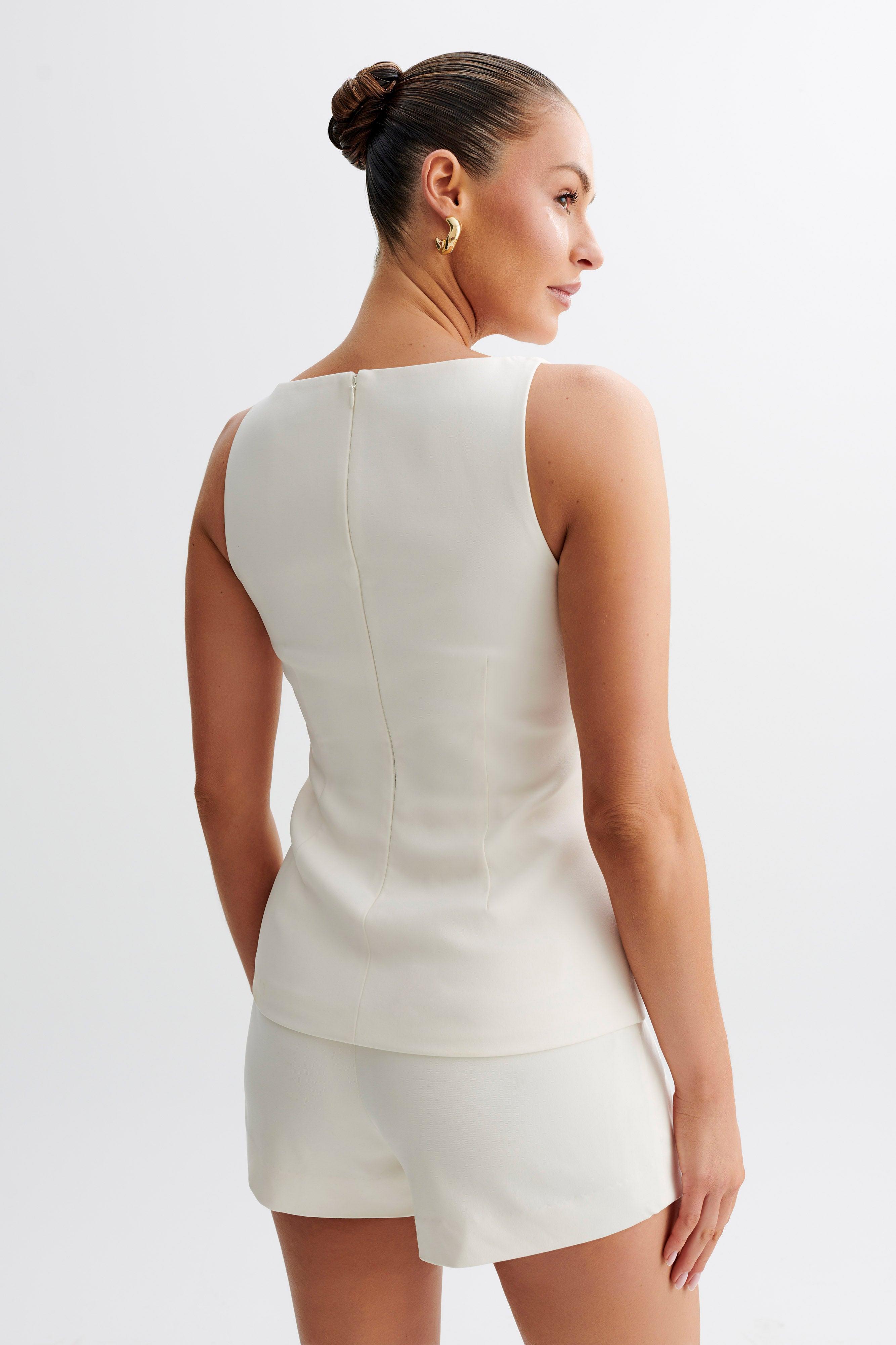 Angela Sleeveless Suiting Top - Ivory Product Image