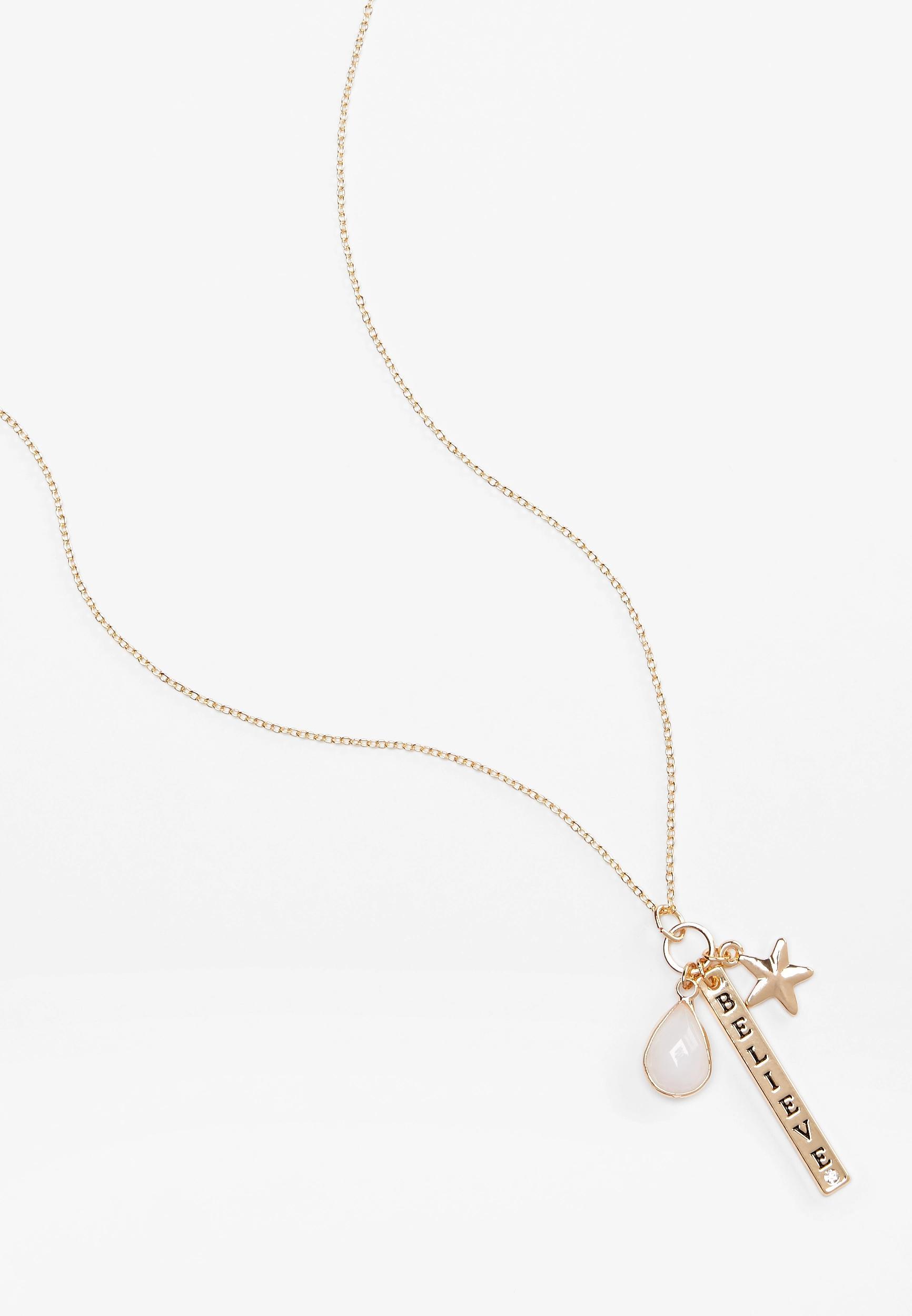 Gold Believe Charm Necklace Product Image