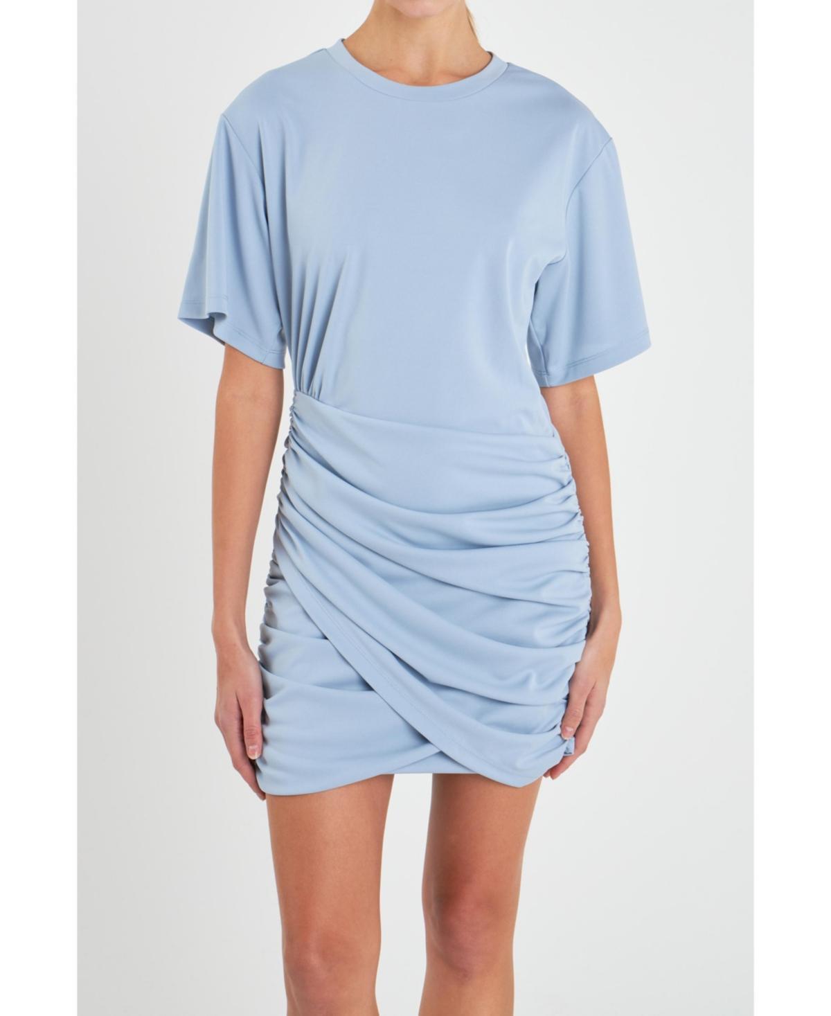 Womens Asymmetric Ruched Mini Dress Product Image