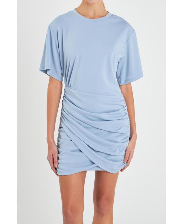 Womens Asymmetric Ruched Mini Dress Product Image