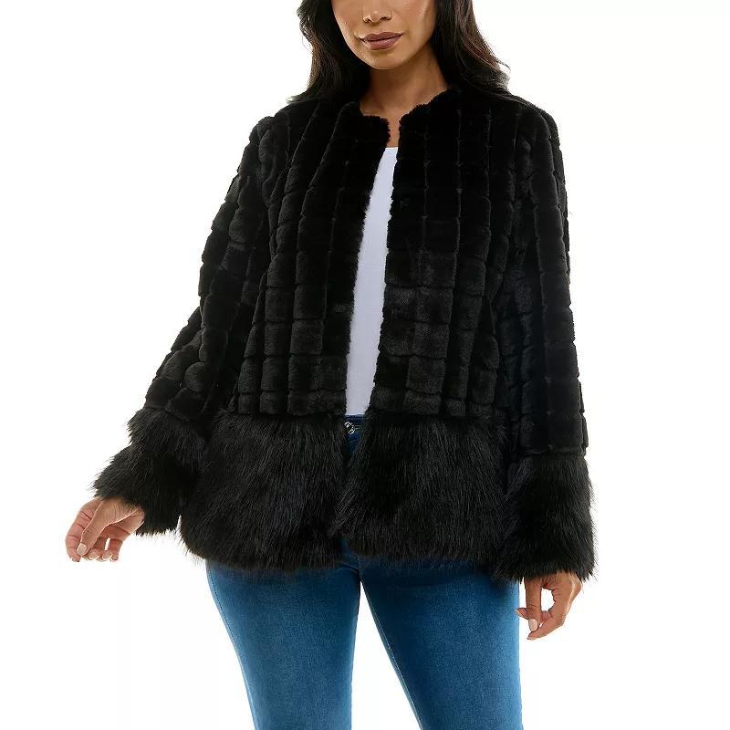 Womens Nina Leonard Mixed Stripe Faux Fur Bolero Product Image