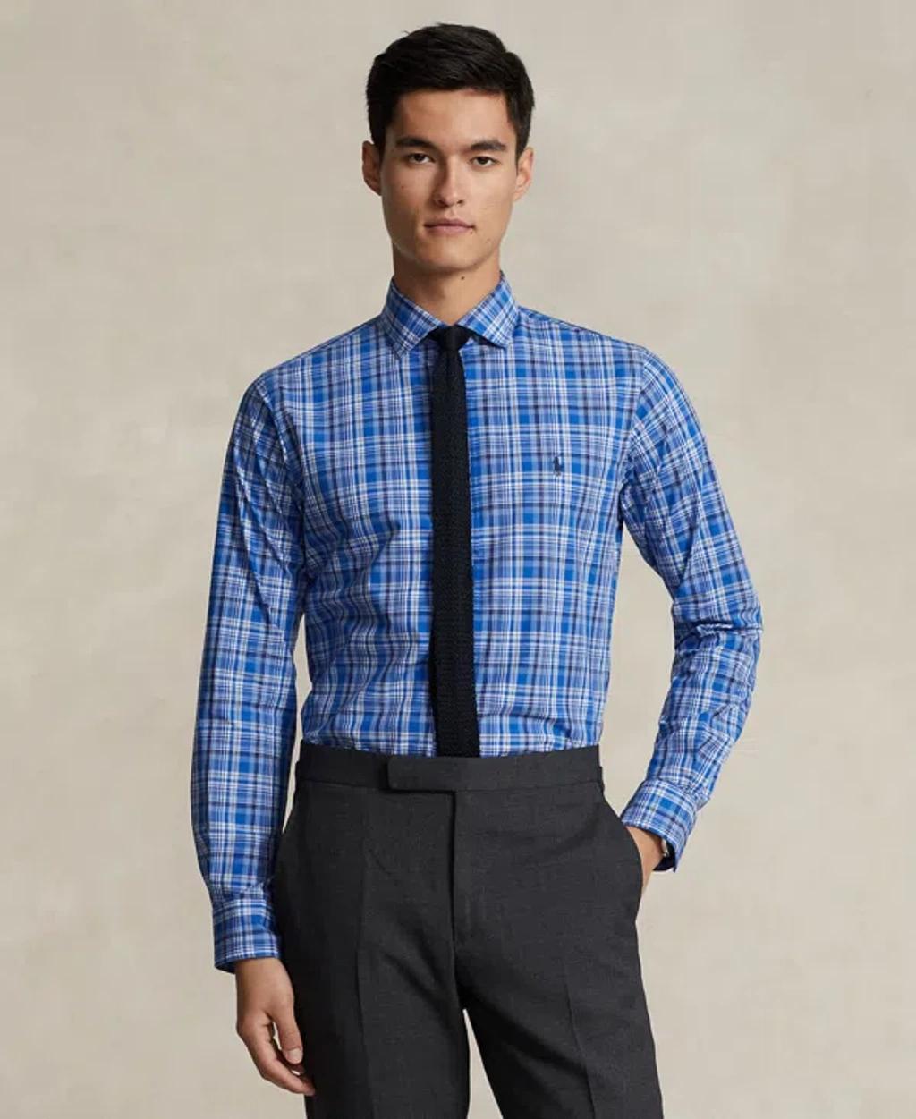 Men's Poplin Plaid Shirt In Blue Multi Product Image