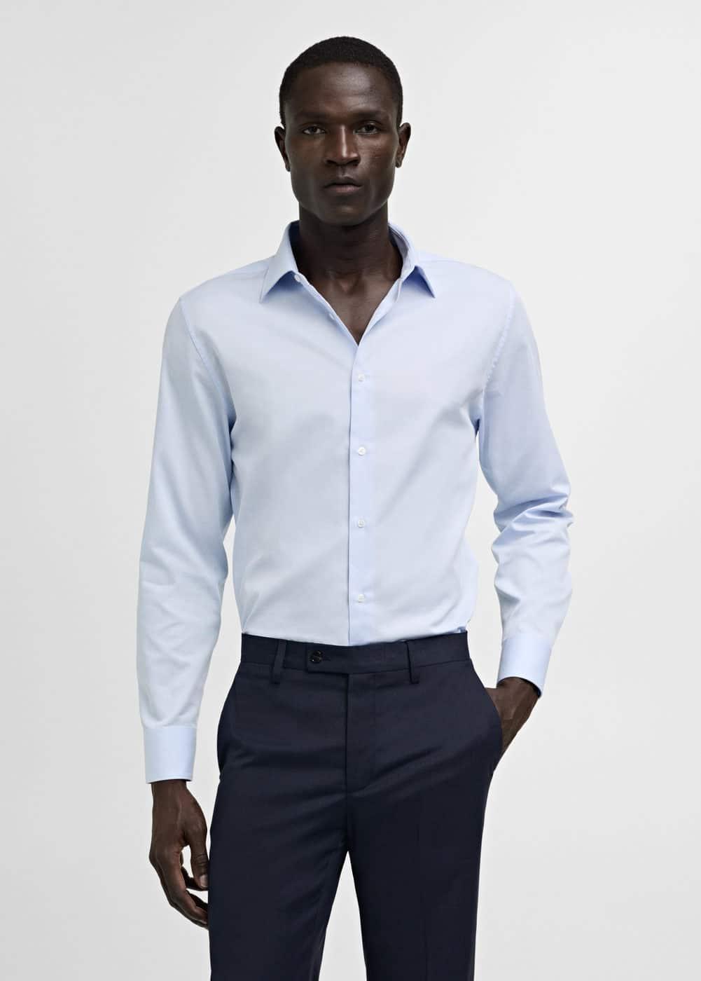 MANGO MAN - Slim-fit cotton poplin suit shirt sky blueMen Product Image