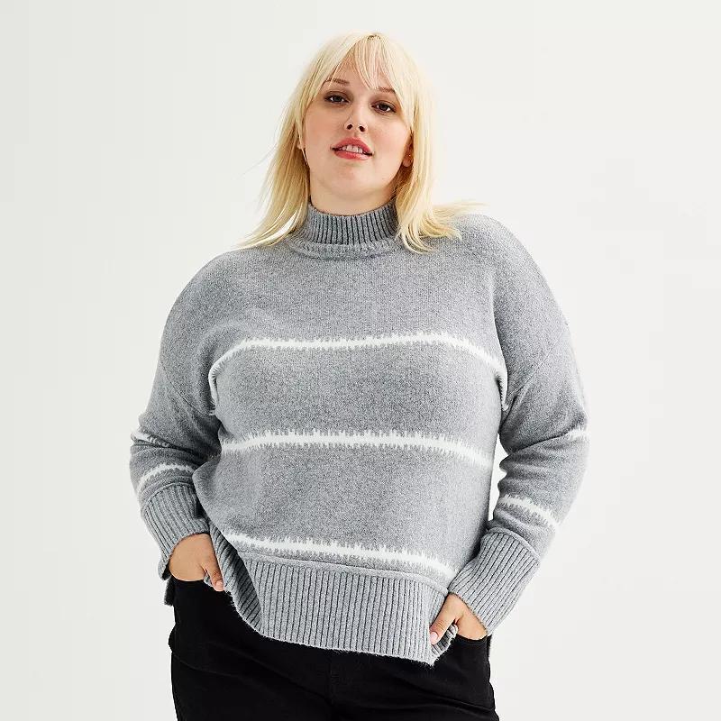 Plus Size Nine West Mock Neck Pullover Sweater, Womens Product Image