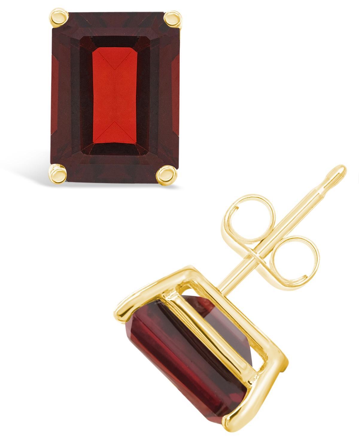 Celebration Gems 14k Gold Emerald Cut Garnet Stud Earrings, Womens, Red Product Image