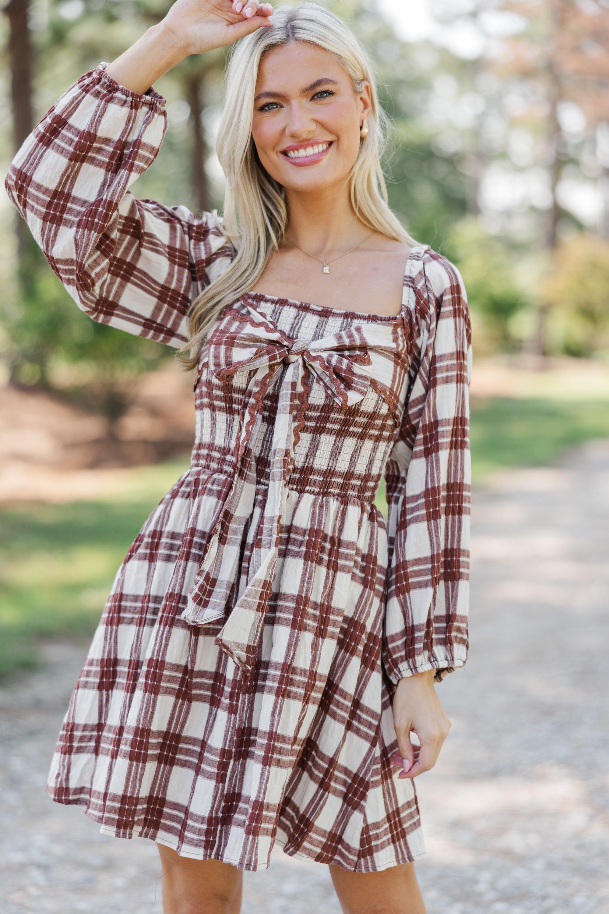 All That You Love Brown Plaid Dress Female product image