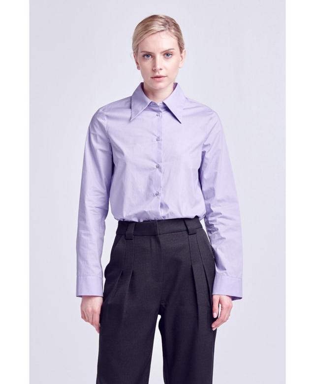 Women's Accent Collar Poplin Dress Shirt Product Image