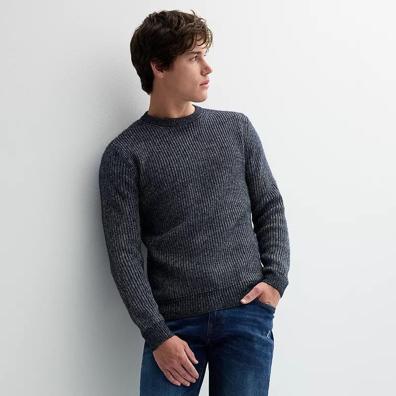 Mens Retrofit Textured Crewneck Sweater Blue Product Image