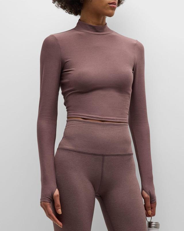 Beyond Yoga Featherweight Moving On Cropped Pullover (Truffle Heather) Women's Clothing Product Image