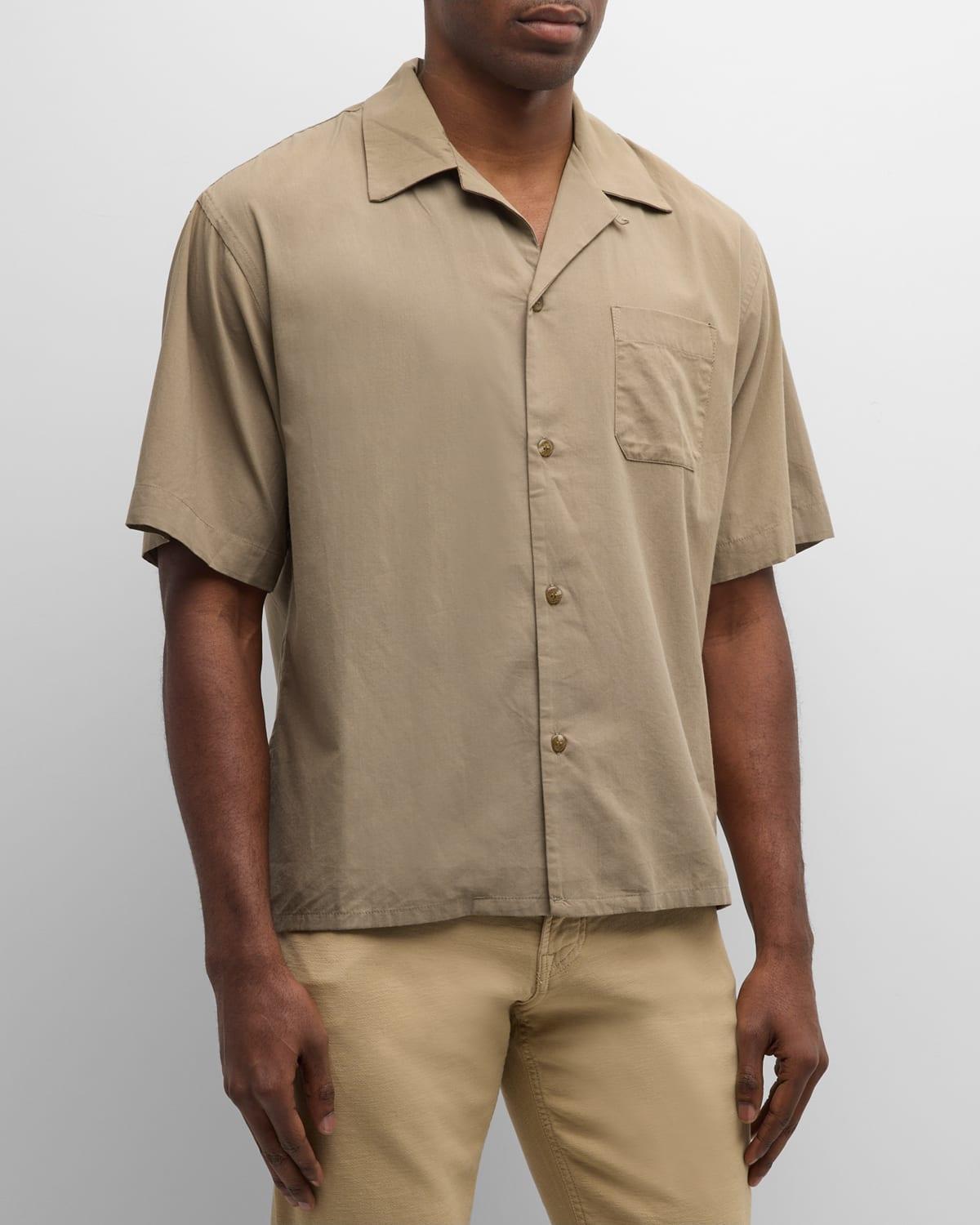 JOHN ELLIOTT Camp Shirt Solid in Oak - Sage. Size S (also in M, L, XL/1X). Product Image