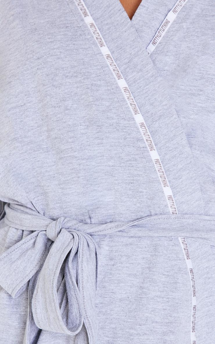 PRETTYLITTLETHING Grey Piping Jersey Robe Product Image