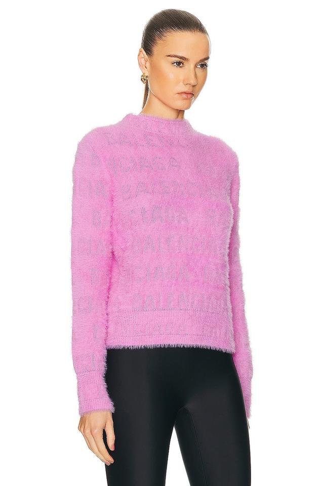 Balenciaga Furry Fitted Sweater in Pink Product Image