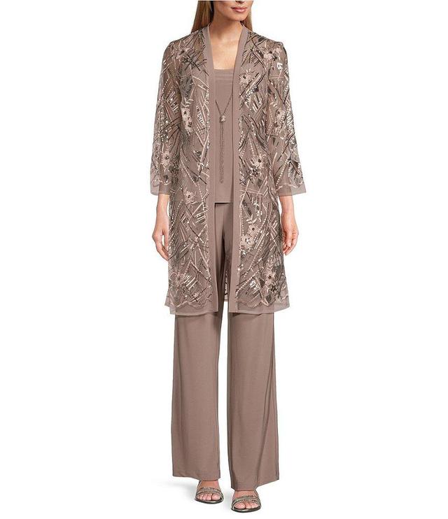 R & M Richards Multi Needle Sequence Duster 3-Piece Pantsuit Product Image