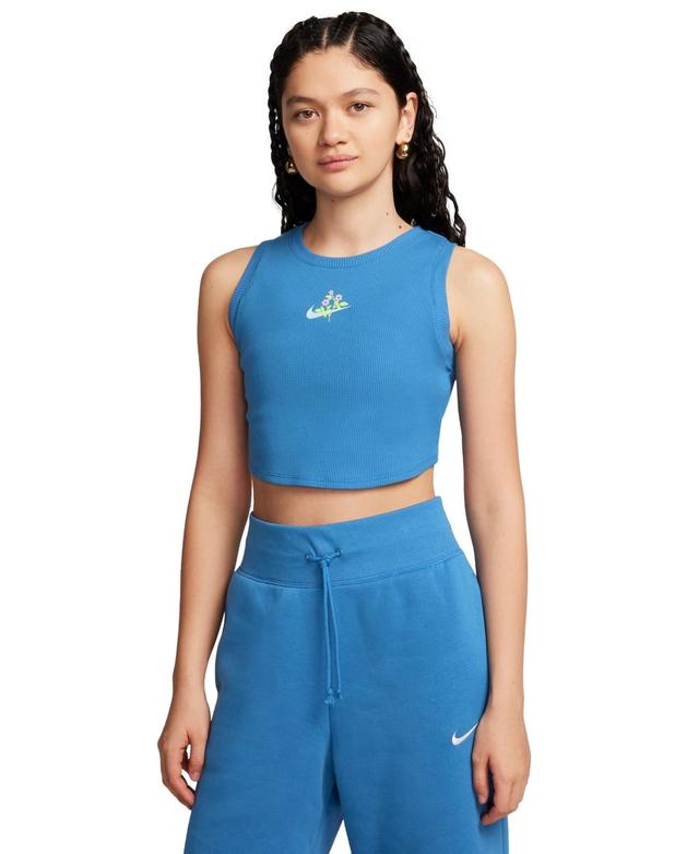 Nike Womens Sportswear Essential Cropped Ribbed Tank Top Product Image