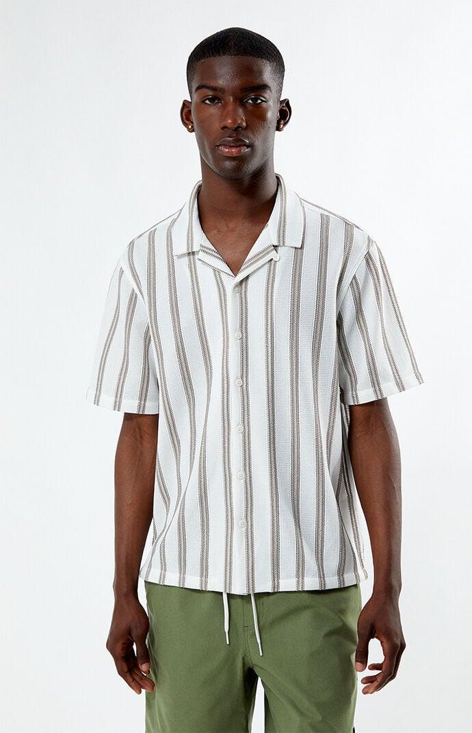 Men's Whirl Weave Camp Shirt in White/Tan - Product Image