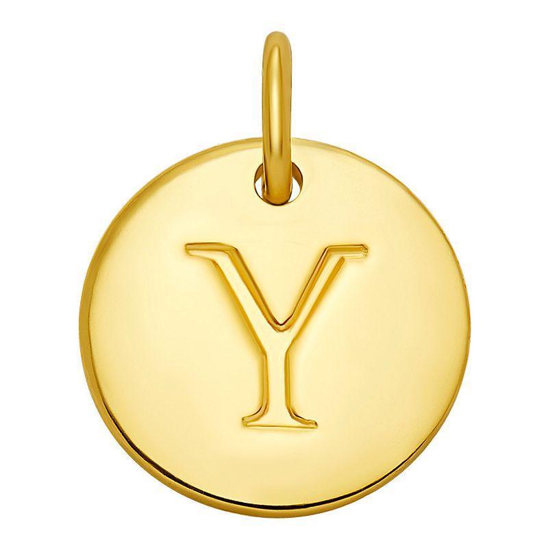 PRIMROSE 18k Gold Over Sterling Silver Letter Disc Charm, Womens, Gold Over Sterling D Product Image