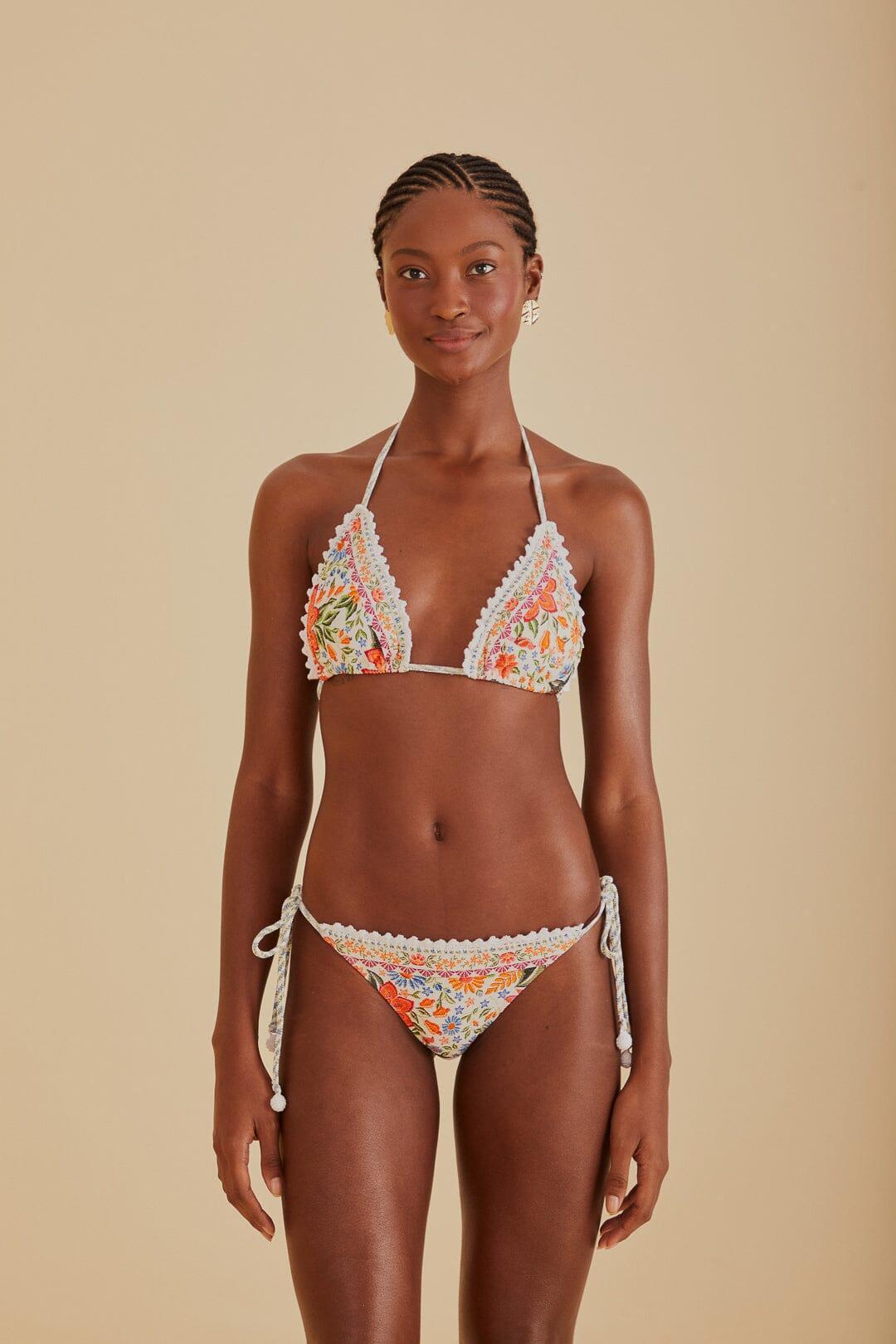 Bloom Garden Side Tie Bikini Bottom, BLOOM GARDEN OFF-WHITE / L Product Image