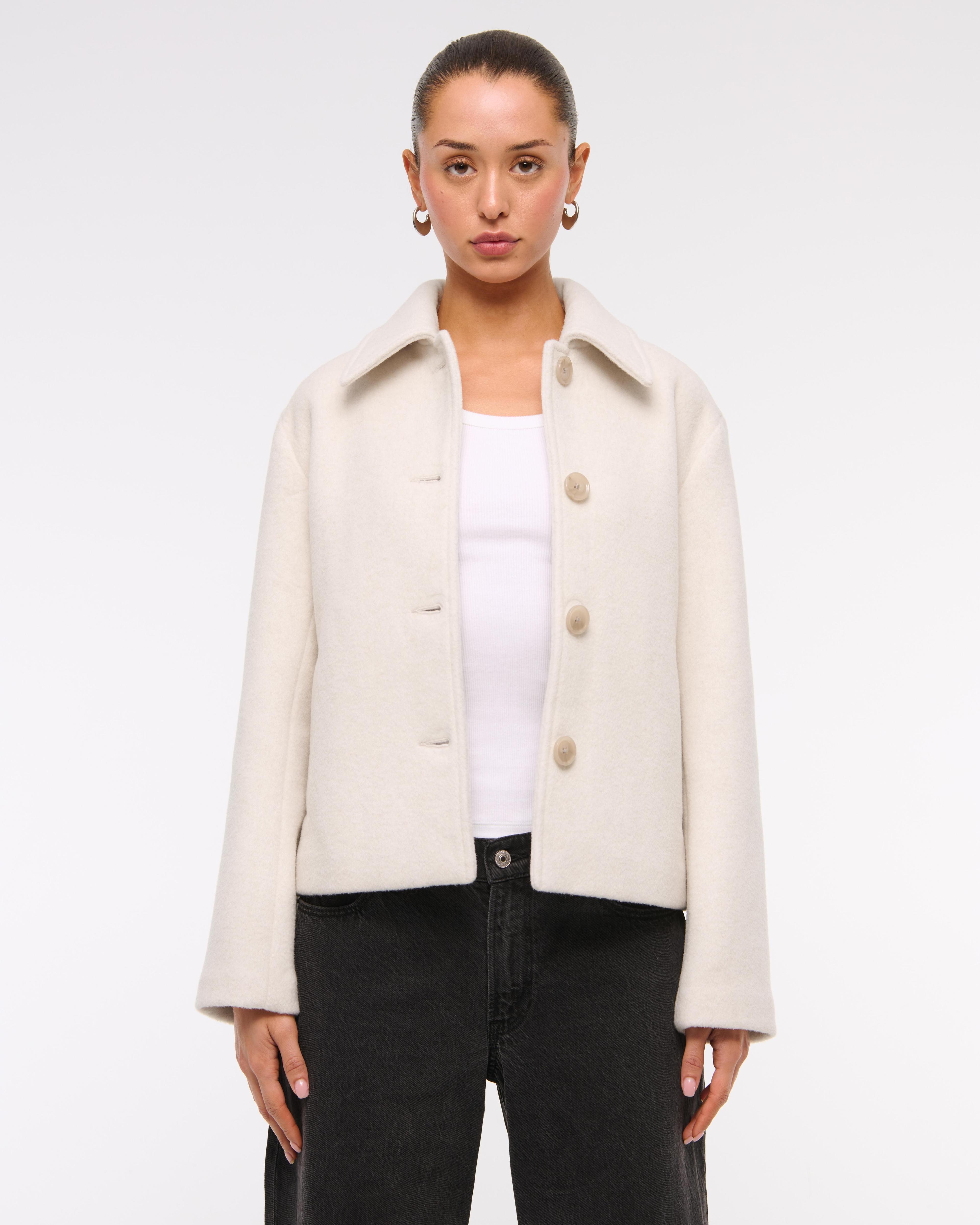 Wool-Blend Short Coat Product Image