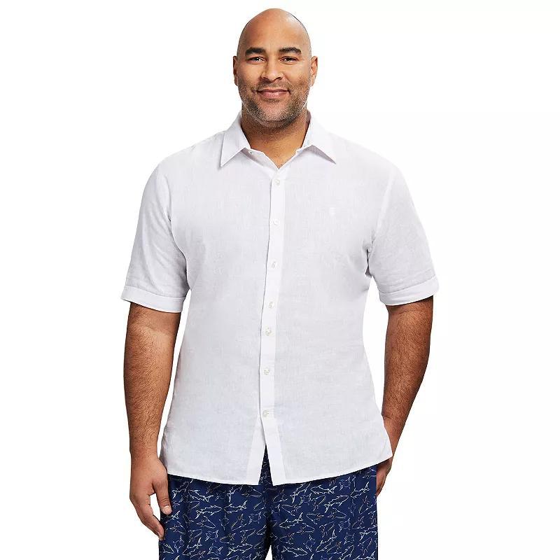 Big & Tall IZOD Linen Blend Short Sleeve Button-Down Shirt, Mens Product Image