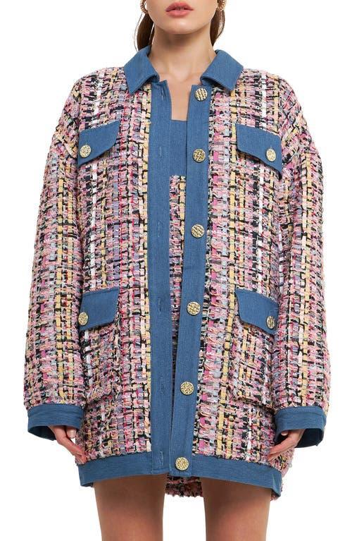 Endless Rose Tweed & Denim Oversize Shacket Product Image