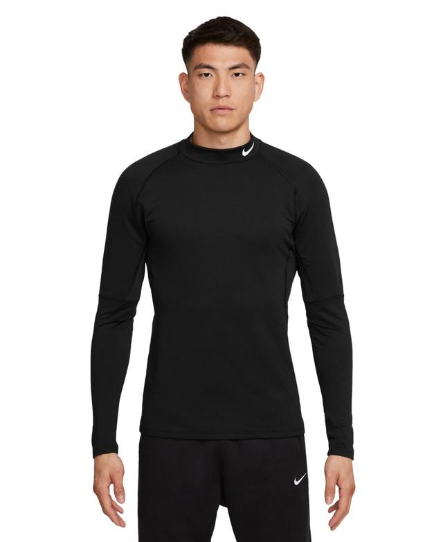 Nike Mens Pro Slim-Fit Dri-fit Mock Neck Long-Sleeve Fitness Shirt - Black Product Image