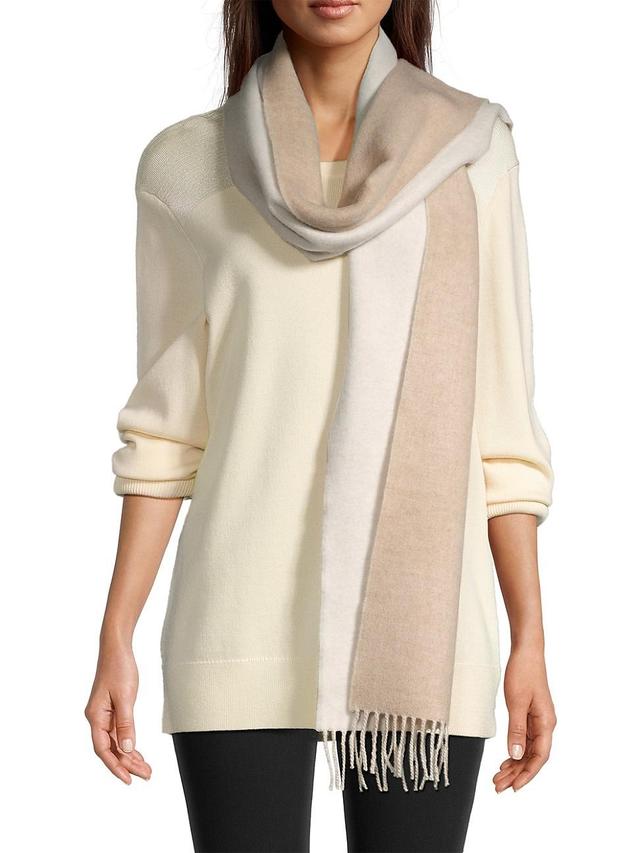 Womens Anagram Two-Tone Fringe Wool-Blend Scarf Product Image