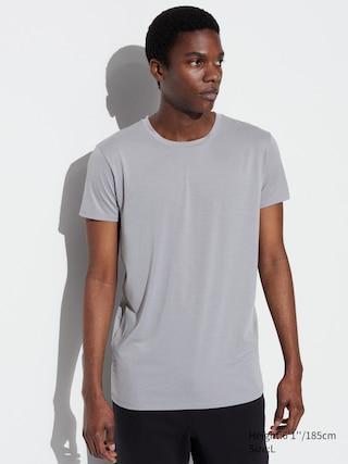 Mens Airism Crew Neck Short-Sleeve T-Shirt with Deodorizing Light Gray XS UNIQLO US Product Image