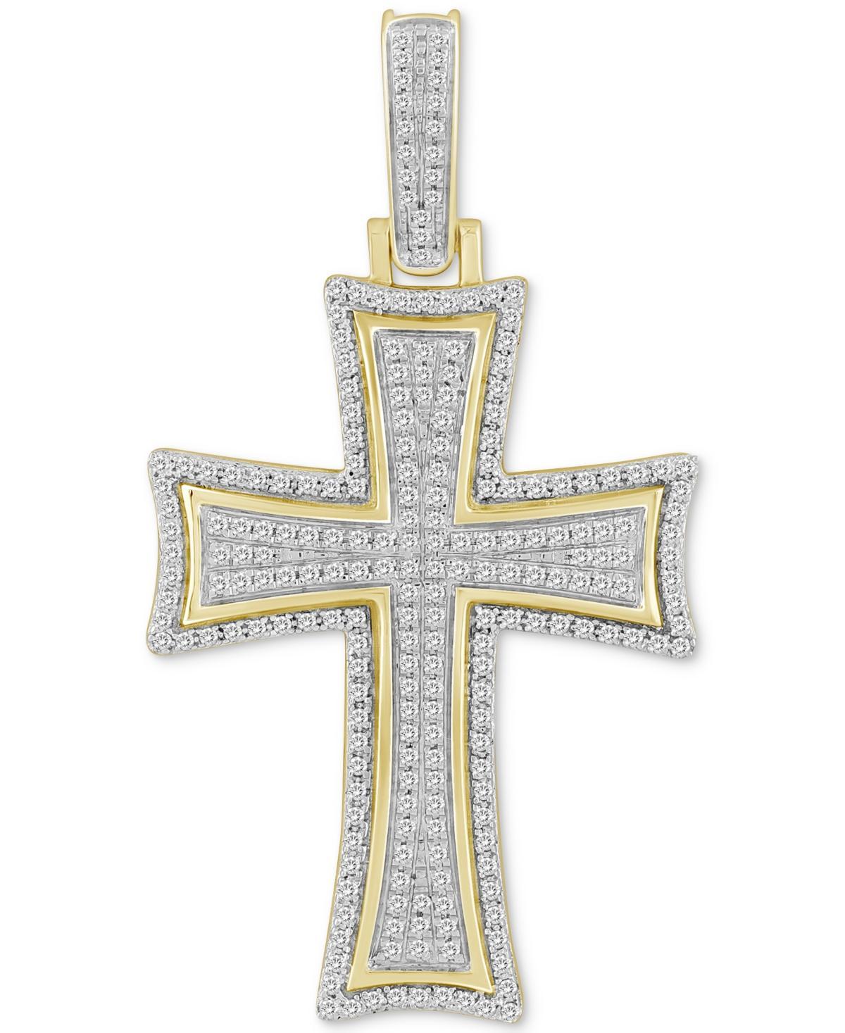 Mens Diamond Pave Flared Cross Pendant (1/2 ct. t.w.) in 10k Gold Product Image