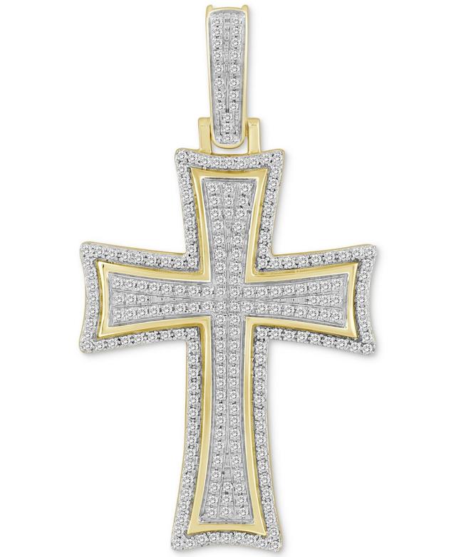 Mens Diamond Pave Flared Cross Pendant (1/2 ct. t.w.) in 10k Gold Product Image